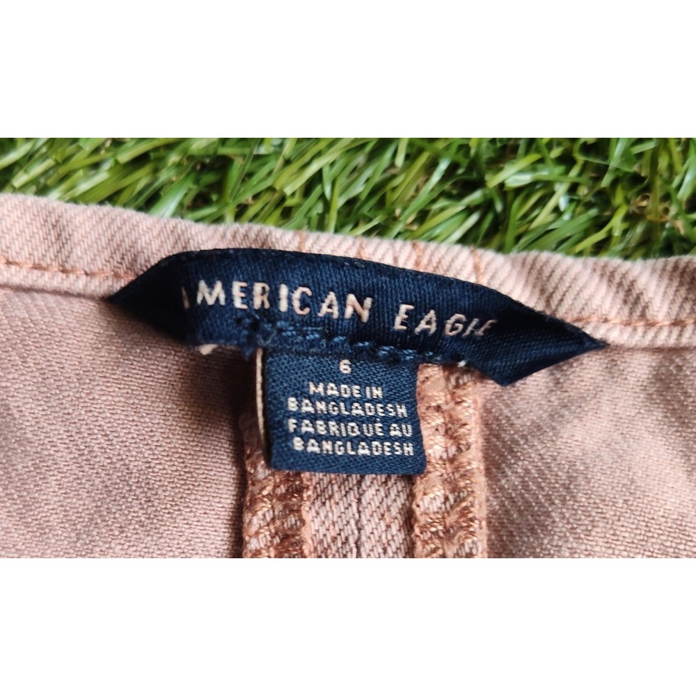 American Eagle Denim Bralette Top Mauve Size 6 Dusty Pink 100% Cotton Cropped - Picture 5 of 11